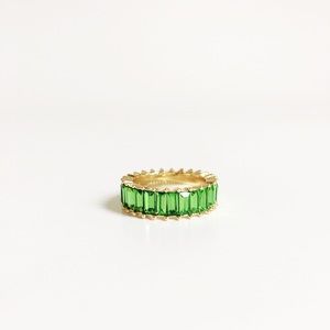 Green Eternity Baguette Band Ring / Emerald Ombré